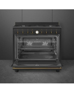 Gaasipliit smeg colonial, 6 x gaas, elektriahi, aurupuhastus, 90 cm, antratsiit/antiikne messing-foto2