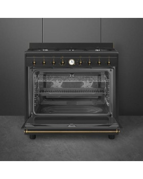 Gaasipliit smeg colonial, 6 x gaas, elektriahi, aurupuhastus, 90 cm, antratsiit/antiikne messing-foto2