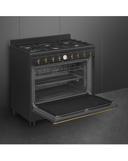 Gaasipliit smeg colonial, 6 x gaas, elektriahi, aurupuhastus, 90 cm, antratsiit/antiikne messing-foto3