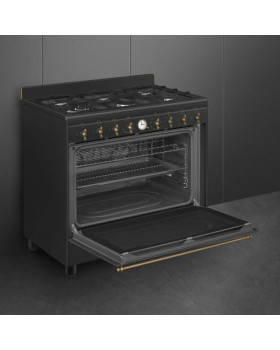 Gaasipliit smeg colonial, 6 x gaas, elektriahi, aurupuhastus, 90 cm, antratsiit/antiikne messing-foto3