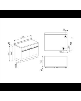Pliit smeg portofino, 3 x gaas + 2 x induktsioon + grillplaat, 2 x elektriahi, 120 cm, punane-foto3