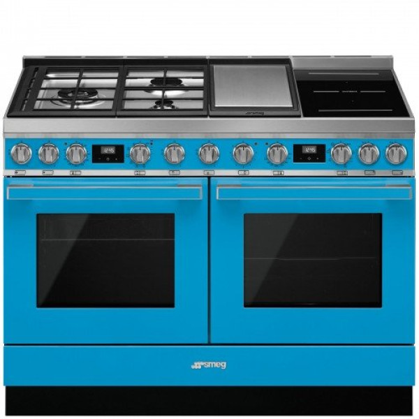 Pliit smeg portofino, 3 x gaas + 2 x induktsioon + grillplaat, 2 x elektriahi, 120 cm, türkiis Kodumasinad