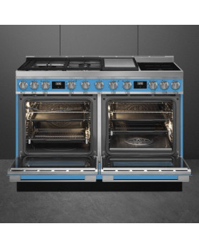 Pliit smeg portofino, 3 x gaas + 2 x induktsioon + grillplaat, 2 x elektriahi, 120 cm, türkiis-foto2