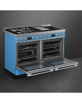 Pliit smeg portofino, 3 x gaas + 2 x induktsioon + grillplaat, 2 x elektriahi, 120 cm, türkiis-foto3