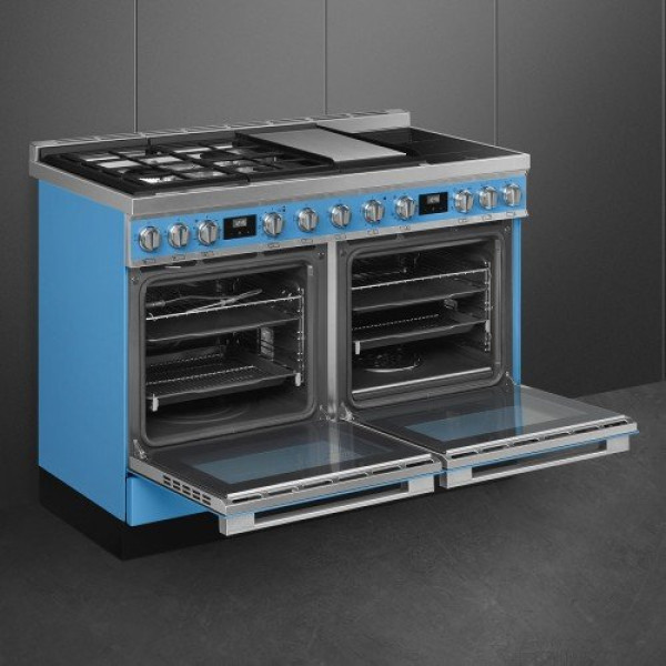 Pliit smeg portofino, 3 x gaas + 2 x induktsioon + grillplaat, 2 x elektriahi, 120 cm, türkiis Kodumasinad