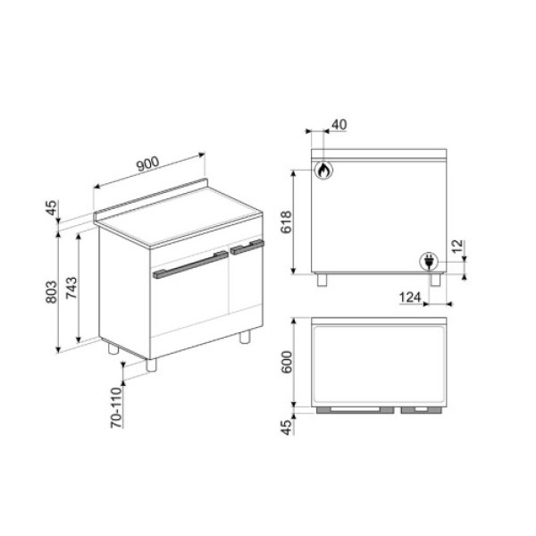 Gaasipliit smeg, portofino, 6 x gaas, 2 x elektriahi, 90 cm, aurupuhastus,antratsiit Kodumasinad