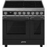 Induktsioonpliit smeg, portofino, 5 x induktsioon, 2 x elektriahi, 90 cm, aurupuhastus, antratsiit