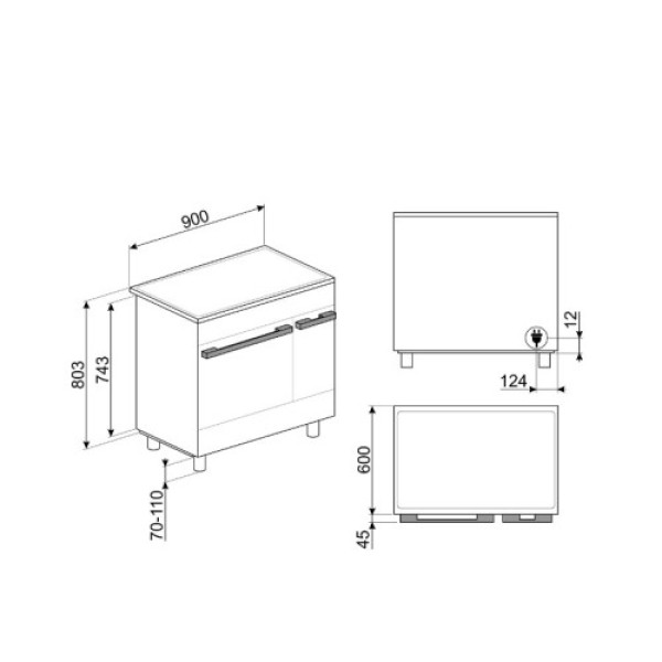 Induktsioonpliit smeg, portofino, 5 x induktsioon, 2 x elektriahi, 90 cm, aurupuhastus, antratsiit Kodumasinad