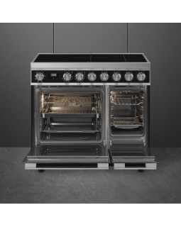 Induktsioonpliit smeg, portofino, 5 x induktsioon, 2 x elektriahi, 90 cm, aurupuhastus, must-foto2