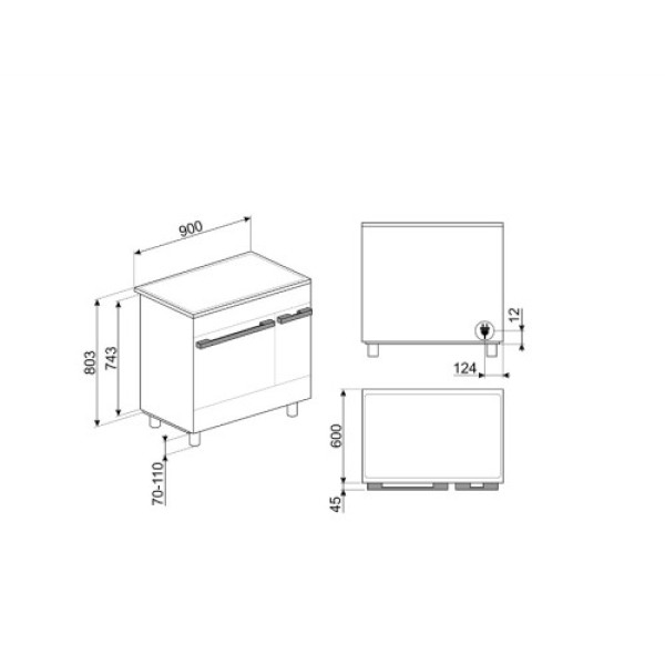 Induktsioonpliit smeg, portofino, 5 x induktsioon, 2 x elektriahi, 90 cm, aurupuhastus, must Kodumasinad