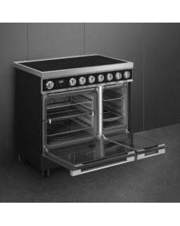 Induktsioonpliit smeg, portofino, 5 x induktsioon, 2 x elektriahi, 90 cm, aurupuhastus, must-foto9