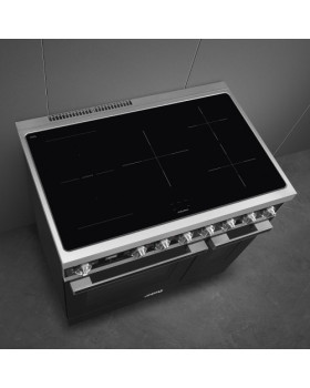 Induktsioonpliit smeg, portofino, 5 x induktsioon, 2 x elektriahi, 90 cm, aurupuhastus, must-foto8