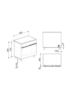 Induktsioonpliit smeg, portofino, 5 x induktsioon, 2 x elektriahi, 90 cm, aurupuhastus, valge-foto3