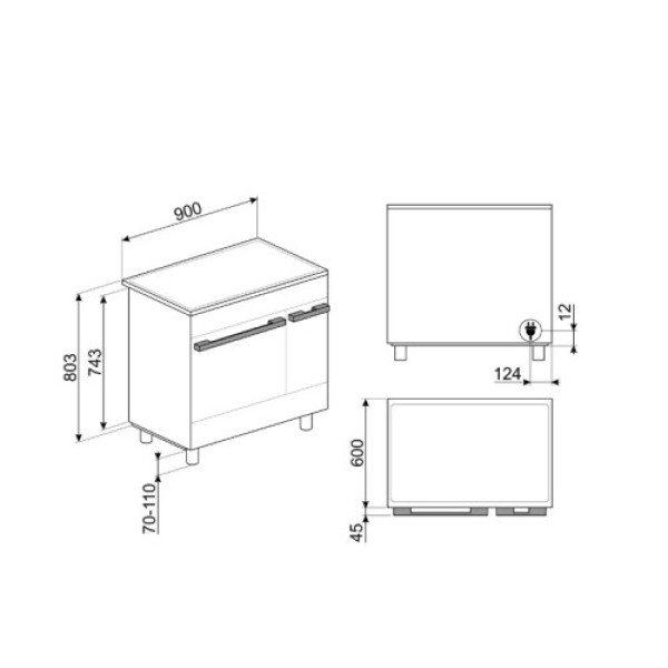 Induktsioonpliit smeg, portofino, 5 x induktsioon, 2 x elektriahi, 90 cm, aurupuhastus, valge Kodumasinad