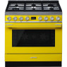 Gaasipliit smeg, portofino, 6 x gaas, elektriahi, 90 cm, pürolüüs, kollane