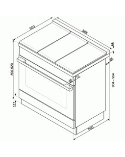 Gaasipliit smeg, portofino, 6 x gaas, elektriahi, 90 cm, pürolüüs, kollane-foto2