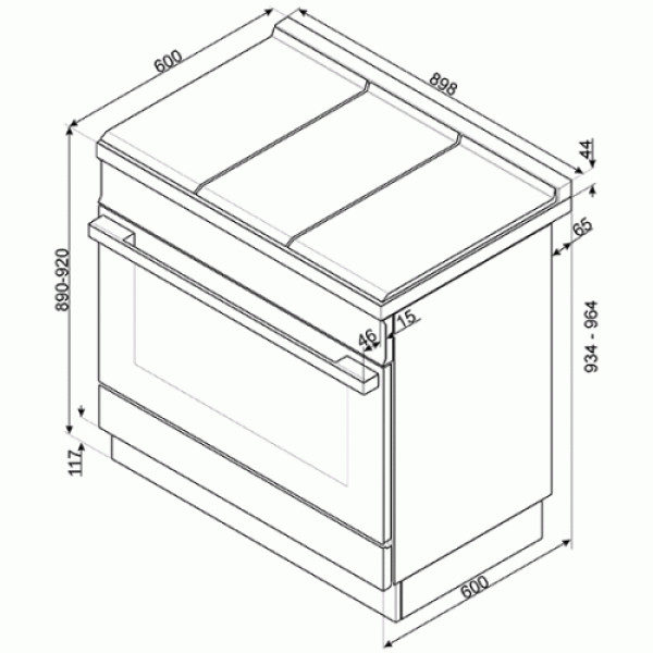 Gaasipliit smeg, portofino, 6 x gaas, elektriahi, 90 cm, pürolüüs, kollane Kodumasinad