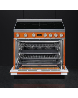 Induktsioonpliit smeg, portofino, 5 x induktsioon, elektriahi, 90 cm, pürolüüs, oranž-foto2