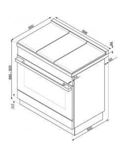 Induktsioonpliit smeg, portofino, 5 x induktsioon, elektriahi, 90 cm, pürolüüs, punane-foto3