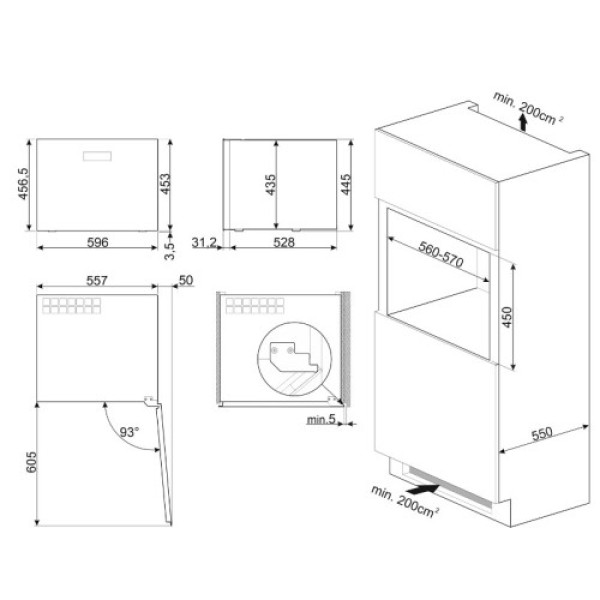 Veinikülmik smeg linea, integreeritav, 45 cm, puutetundlik, klaasuks, 36 db, must Kodumasinad