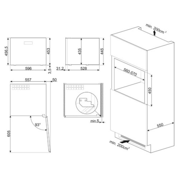 Veinikülmik smeg linea, integreeritav, 45 cm, puutetundlik, klaasuks, 36 db, neptuun hall Kodumasinad