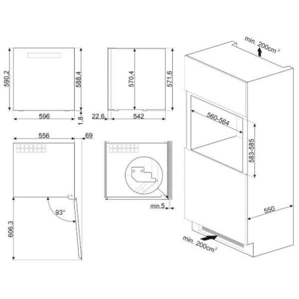 Veinikülmik smeg linea, integreeritav, 60 cm, puutetundlik, klaasuks, 38 db, neptuun hall Kodumasinad