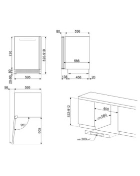 Veinikülmik smeg linea, 82 cm, integreeritav tööpinna alla, 114 l, vasak, neptuun hall-foto2