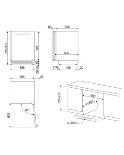 Veinikülmik smeg linea, 82 cm, integreeritav tööpinna alla, 114 l, parem, neptuun hall-foto3