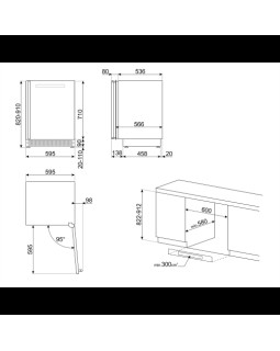 Veinikülmik smeg classic, integreeritav tööpinna alla, 114 l, 82 cm, vasak, rv teras/must-foto3