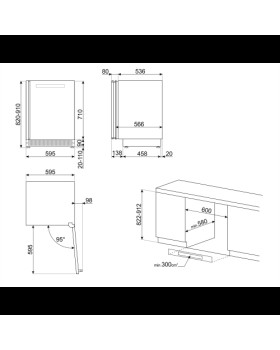 Veinikülmik smeg classic, integreeritav tööpinna alla, 114 l, 82 cm, vasak, rv teras/must-foto3