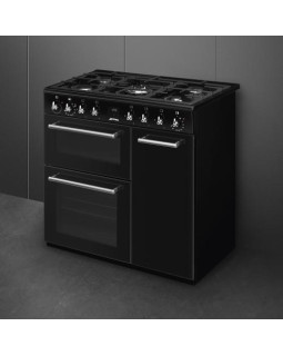 Gaasipliit smeg classic, 5 x gaas, 3 x elektriahi, aurupuhastus, 90 cm, must-foto2
