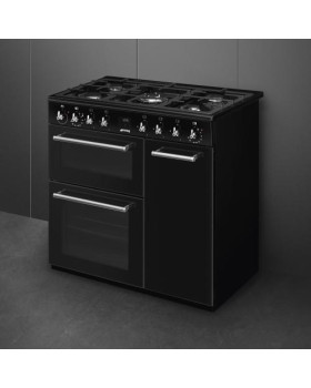 Gaasipliit smeg classic, 5 x gaas, 3 x elektriahi, aurupuhastus, 90 cm, must-foto2