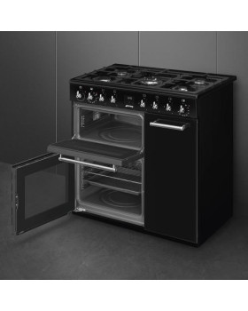 Gaasipliit smeg classic, 5 x gaas, 3 x elektriahi, aurupuhastus, 90 cm, must-foto4