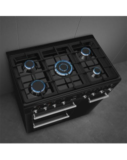 Gaasipliit smeg classic, 5 x gaas, 3 x elektriahi, aurupuhastus, 90 cm, must-foto5