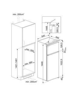 Külmik smeg, integreeritav, 144 cm, 176/44 l, 37 db, valge-foto3