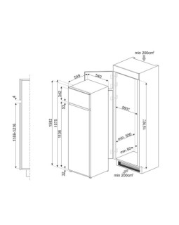 Külmik smeg, integreeritav, 157 cm, 199/50 l, 33 db, elektrooniline juhtimine-foto3