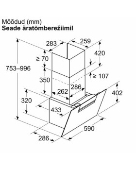 Õhupuhastaja neff, seina, 60 cm, 431m³/h, must-foto4