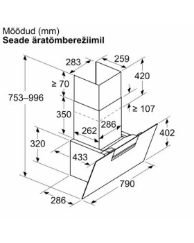 Õhupuhastaja neff, seina, 80 cm, 431m³/h, must-foto4