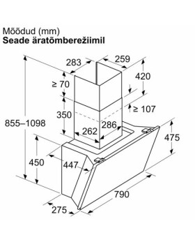 Õhupuhastaja neff, seina, 80 cm, 432m³/h, must-foto4