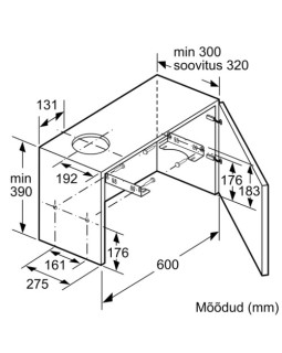 Õhupuhastaja bosch, integreeritav, teleskoop, 60 cm, 400 m3/h, 69 db, hõbedane-foto3
