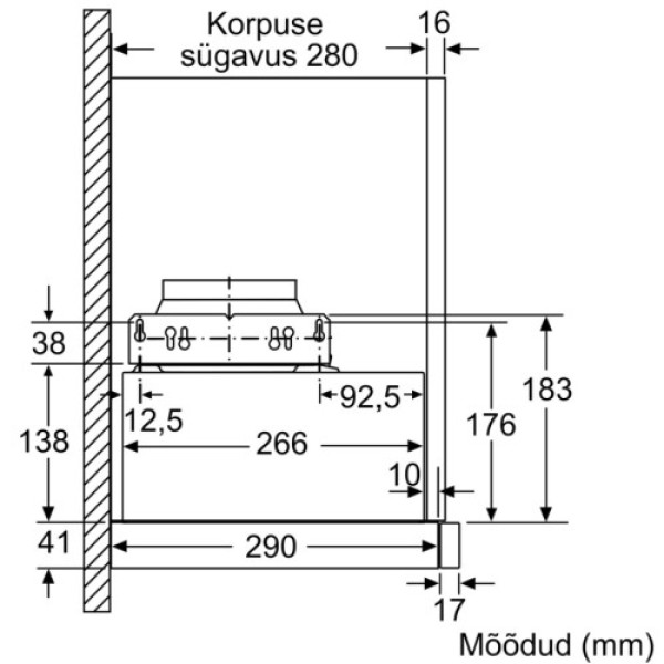 Õhupuhastaja bosch, integreeritav, teleskoop, 60 cm, 400 m3/h, 69 db, hõbedane Kodumasinad