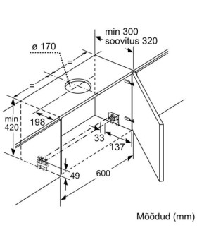 Õhupuhastaja bosch, integreeritav, teleskoop, 90 cm, 729 m3/h, 53 db, hõbedane-foto6
