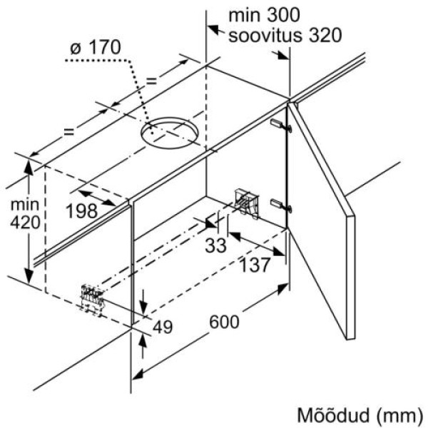 Õhupuhastaja bosch, integreeritav, teleskoop, 90 cm, 729 m3/h, 53 db, hõbedane