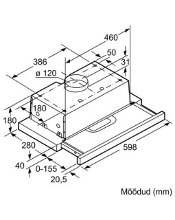 Õhupuhastaja bosch, integreeritav, teleskoop, 60 cm, 360 m3/h, 68 db, hõbedane-foto5