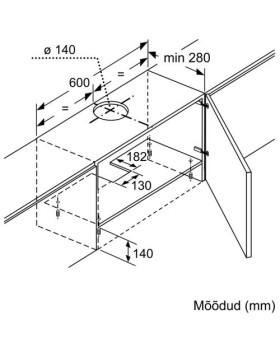 Õhupuhastaja bosch, integreeritav, teleskoop, 60 cm, 360 m3/h, 68 db, hõbedane-foto6