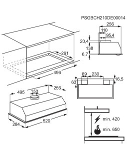 Õhupuhastaja aeg, integreeritav, 52 cm, 63 db, hall-foto2