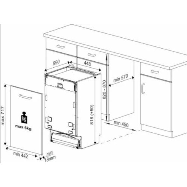 Nõudepesumasin beko, integreeritav, 2 korvi, 45 cm, 46 db