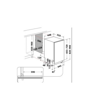 Nõudepesumasin indesit, integreeritav,  45 cm, 44 db, valge-foto3