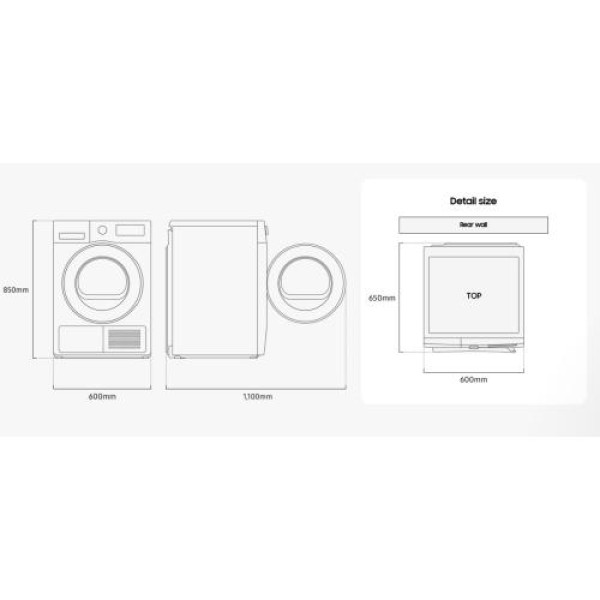 Kuivati samsung, soojuspumbaga, 8 kg, led ekraan, valge