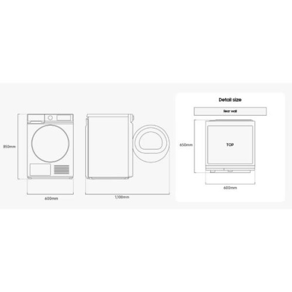 Kuivati samsung, soojuspumbaga, 9 kg, led ekraan, must
